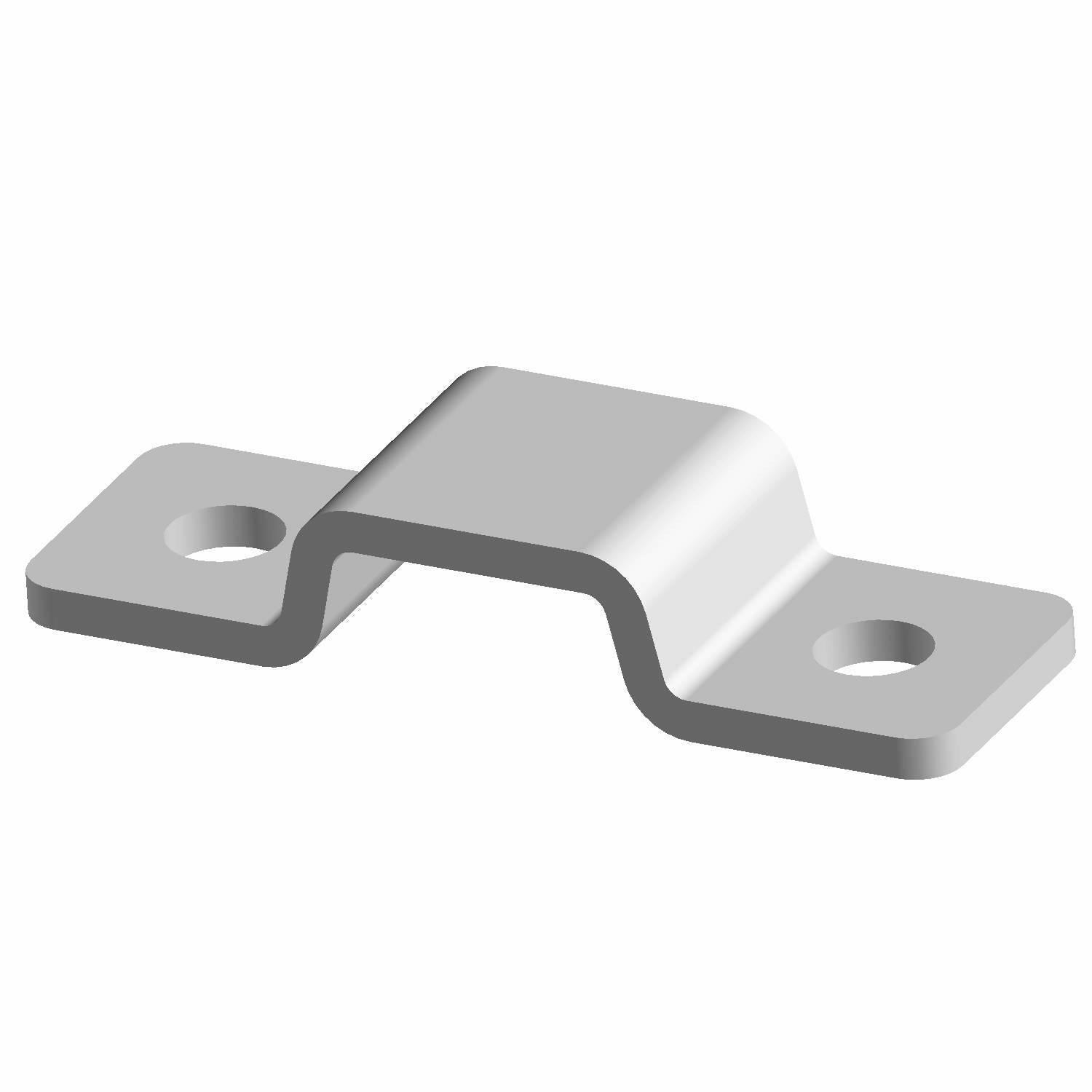 Silver metal glove box bracket latch with two round mounting holes and a bent center section.
