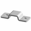 Silver metal glove box bracket latch with two round mounting holes and a bent center section.