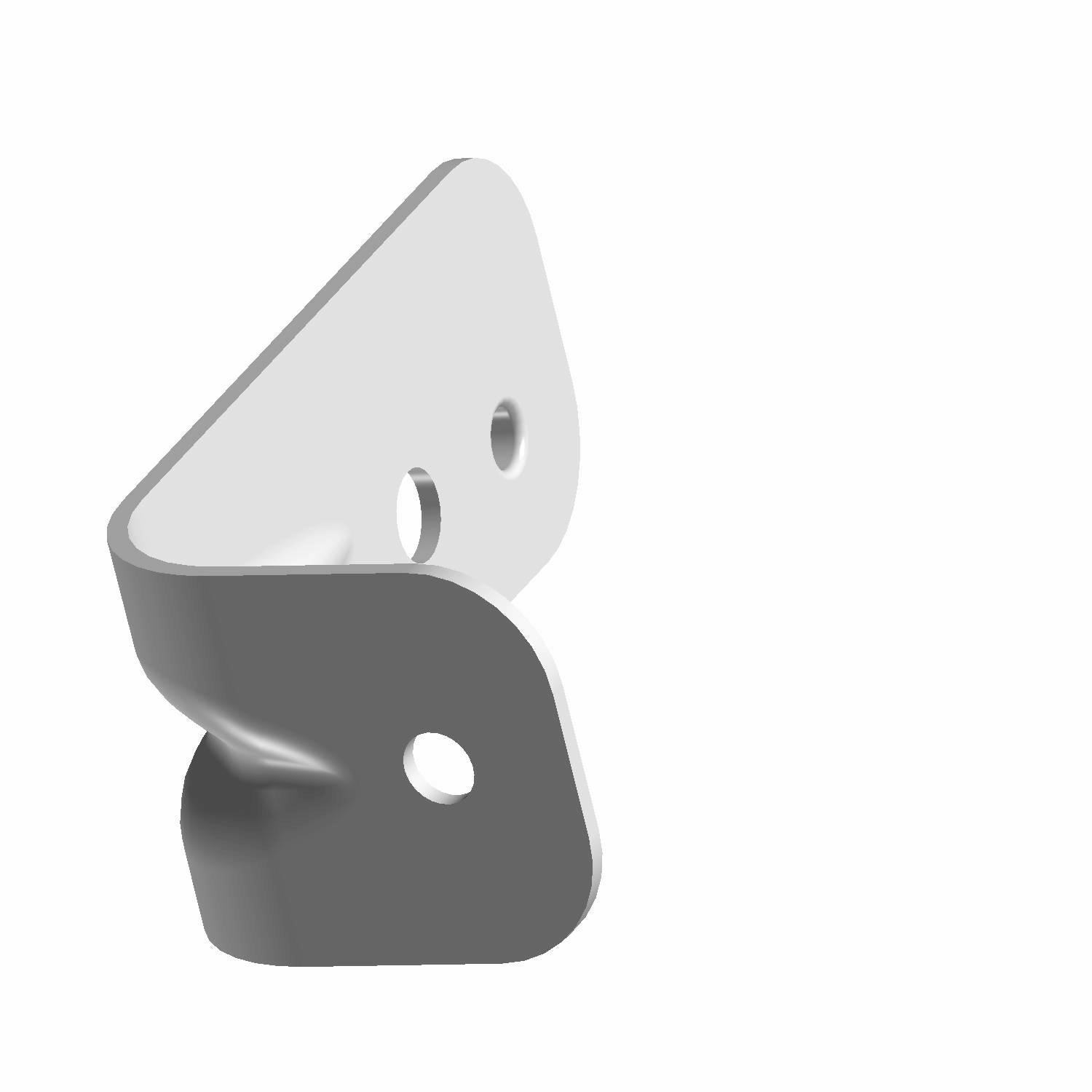 Gray metal coolant tube bracket with rounded edges and two mounting holes.