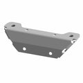 Gray metal front support bumper bracket with multiple mounting holes and angled design.