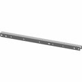 Black metal closeoff support bracket with multiple evenly spaced holes for mounting.