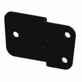 Black metal coil mount bracket with three rounded holes and a slight bend.