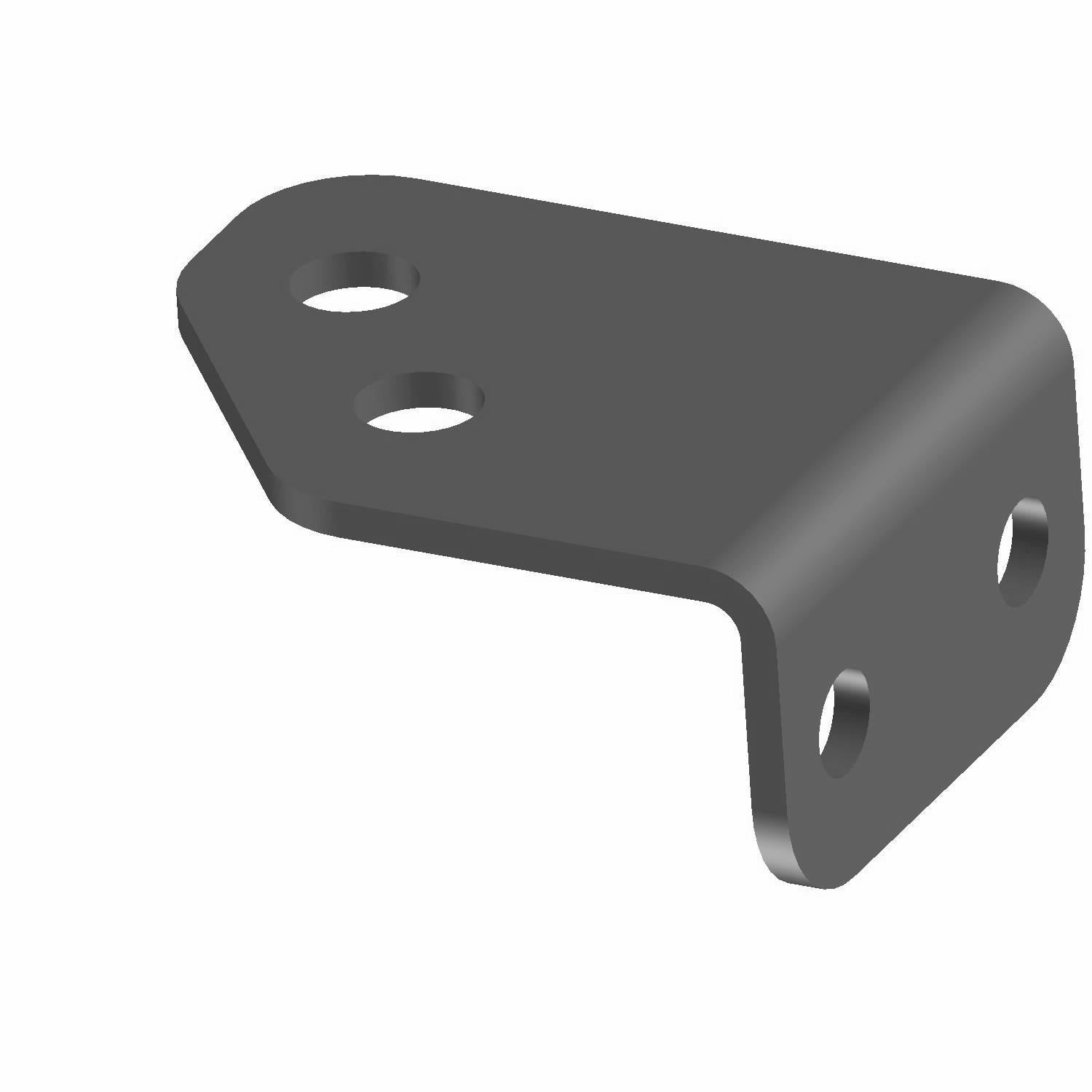 Matte black metal mirror bracket with right angle and four mounting holes.
