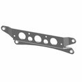 Black metal radiator mount bracket with circular cutouts and mounting holes, designed for Polaris vehicles.