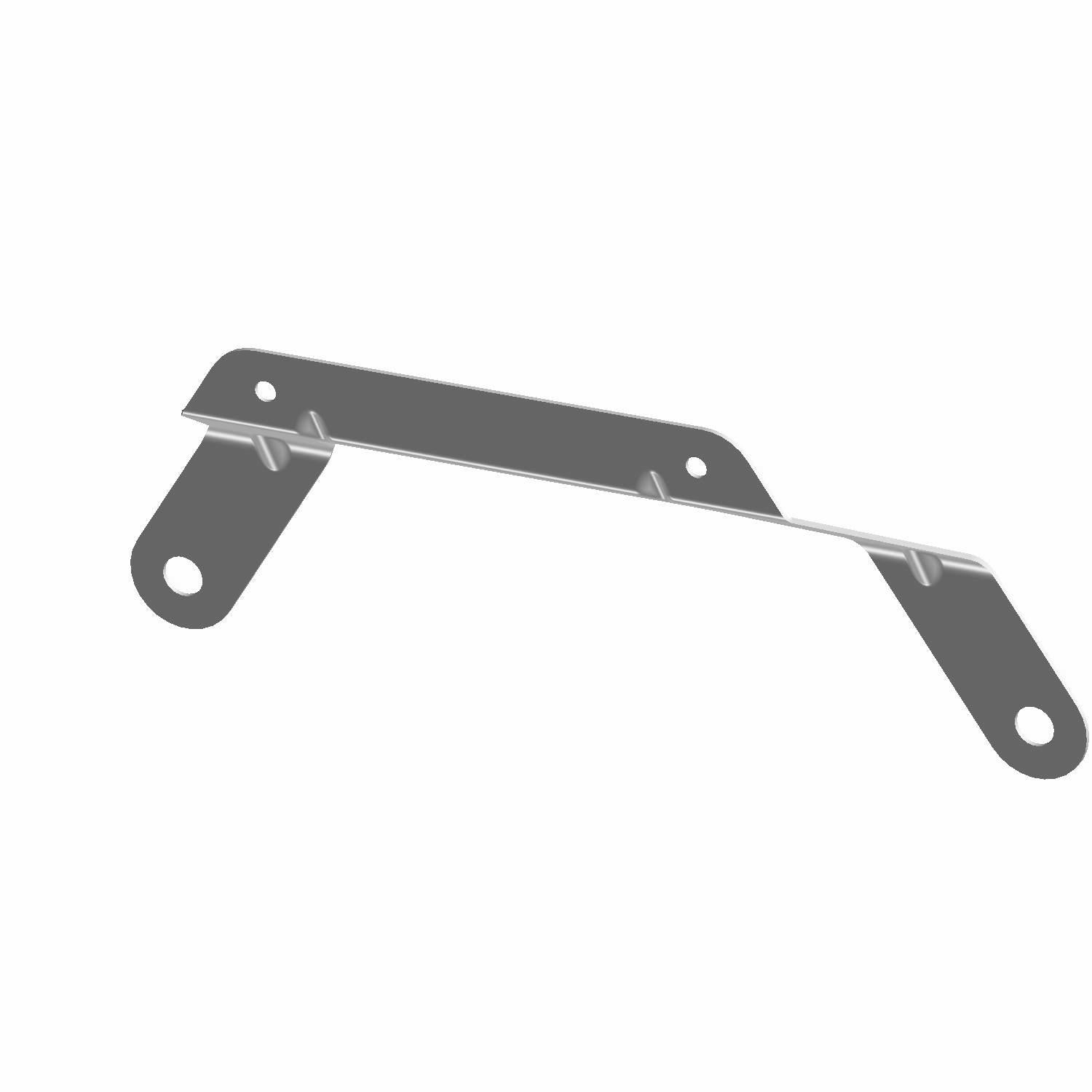 Black metal radiator mount bracket with angled arms and four mounting holes.