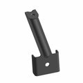 Matte black metal lower fascia bracket with two mounting holes, designed for left side installation.