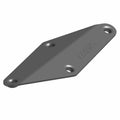 Galvanized metal surge tank bracket with three mounting holes and embossed Polaris logo.