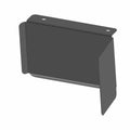Matte black metal exhaust closeoff bracket with three flat mounting surfaces and holes for screws.