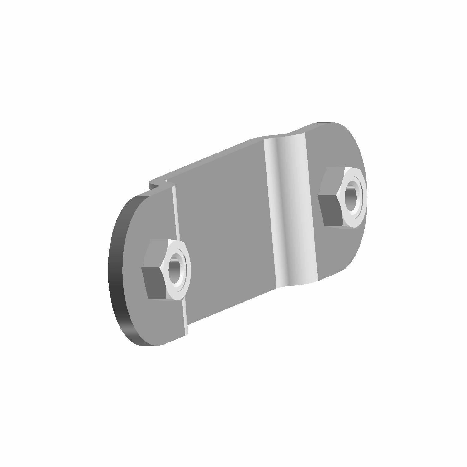 Silver metallic rear outer A-arm guard clamp with two bolt holes for UTV offroad use.