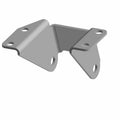 Black metal pedal mount bracket with angled design and four mounting holes.
