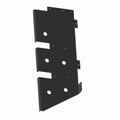 Black metal battery bracket mount with multiple holes and angular cutouts for Polaris UTV.