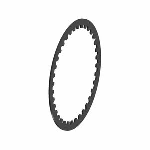 A dark, flat, circular gear ring with evenly spaced inner teeth is shown on a white background—Clutch Disc, Separator B by Polaris, an OEM part for your Indian motorcycle.