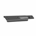 Black metal regulator mount bracket with elongated oval cutout and multiple drilled holes.