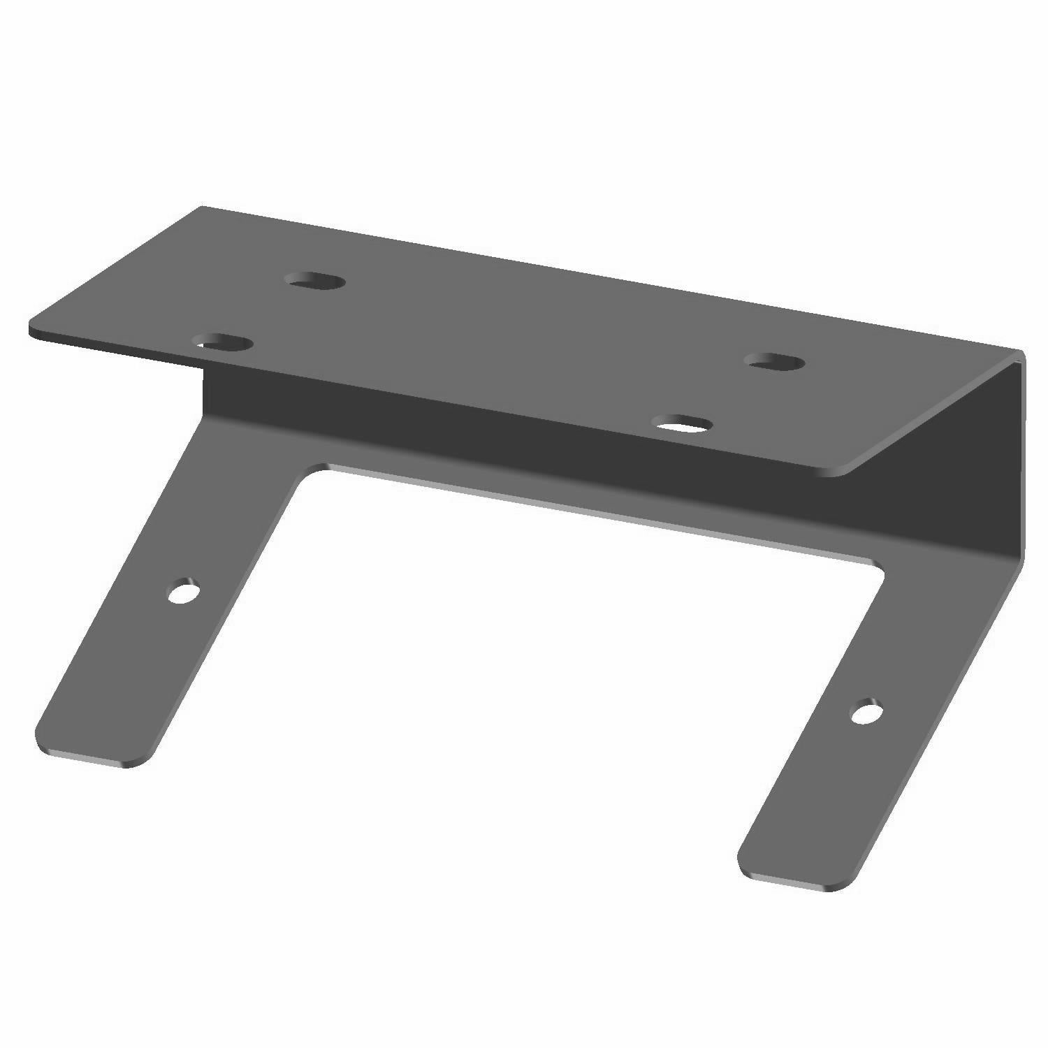 Black metal bracket with flat top plate and two angled arms with mounting holes.