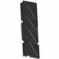 Black molded plastic cargo box shield with angled reinforcement ribs and mounting holes.