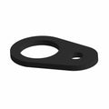 Black flat metal Hall speed sensor spacer with two holes, one large circular and one smaller circular.