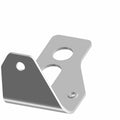 Black metal front tiedown bracket with angled edges and three mounting holes.