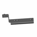 Matte black metal regulator mount bracket with three mounting holes and an angled design.