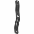 Black metal radiator mount bracket with curved design and three mounting holes.
