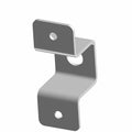 Silver metal radiator mount bracket with three mounting holes and angled design.