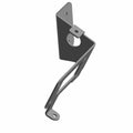 Black metal 3-way valve mount bracket with angled flat and bent sections and mounting holes.