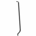 Black slim metal strap with a hooked end and a mounting tab, designed for securing fuel tanks.
