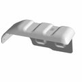 Silver metal heat shield with contoured raised grooves and mounting holes designed for rear floor protection.
