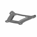Matte black metal rear bolt-in radius arm brace with four mounting holes and angular cutout design.