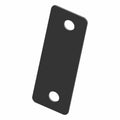 Black rectangular metal plate mount bracket with rounded corners and two circular mounting holes.