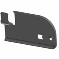 Black metal purge valve mount bracket with curved edge and two mounting holes.