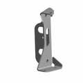 Gray metal front drive mount bracket with angled edges and mounting holes.