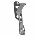 Black metal front drive mount bracket with multiple bolt holes and angled support plate.