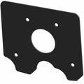 Black rectangular breather plate with central circular hole and four smaller mounting holes.