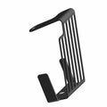 Black metal belt screen bracket with vertical slotted design and angled mounting base.