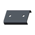 Black metal mounting bracket with two circular holes and bent edges.
