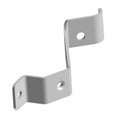 Black metal radiator mount bracket with three angled bends and three mounting holes.