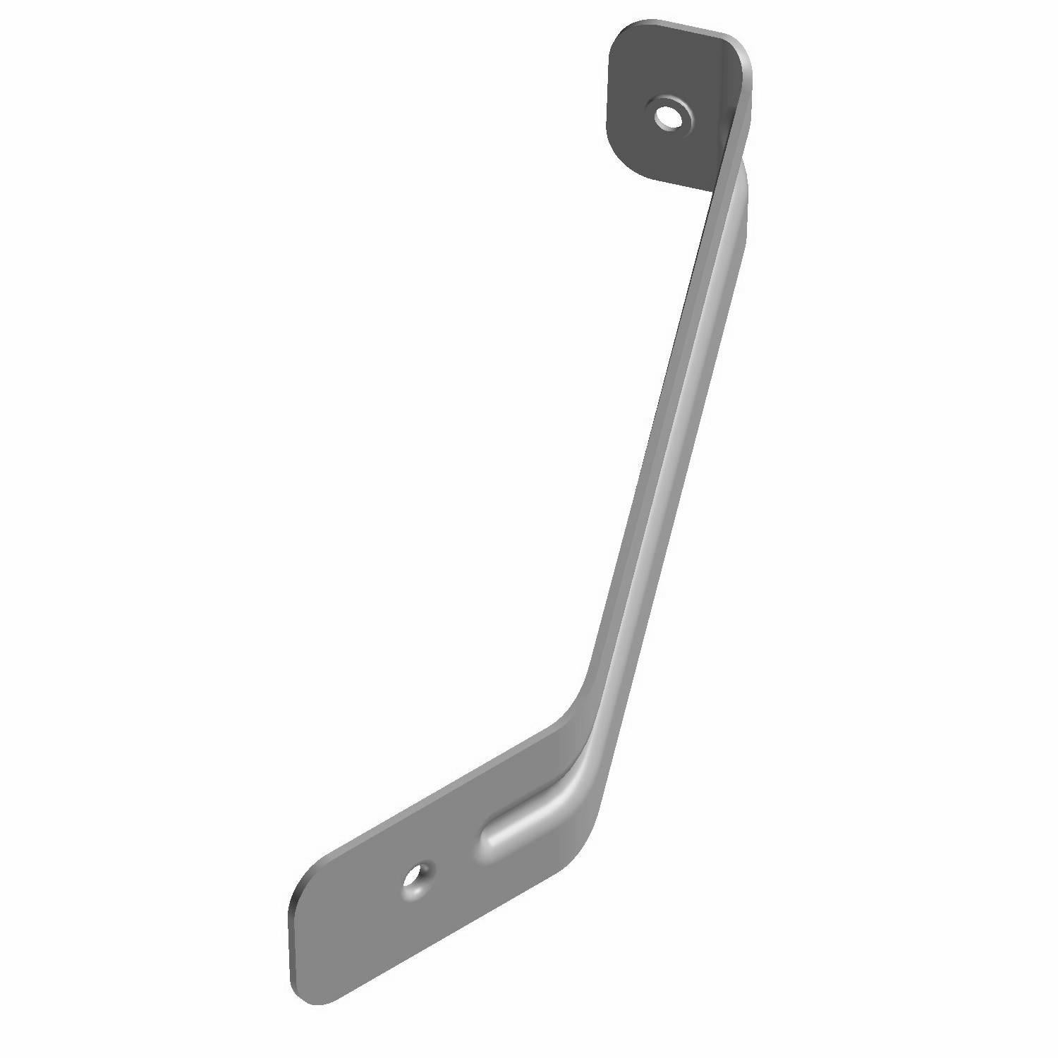 Black metal rear fascia bracket with two mounting holes, angled design for left side installation.