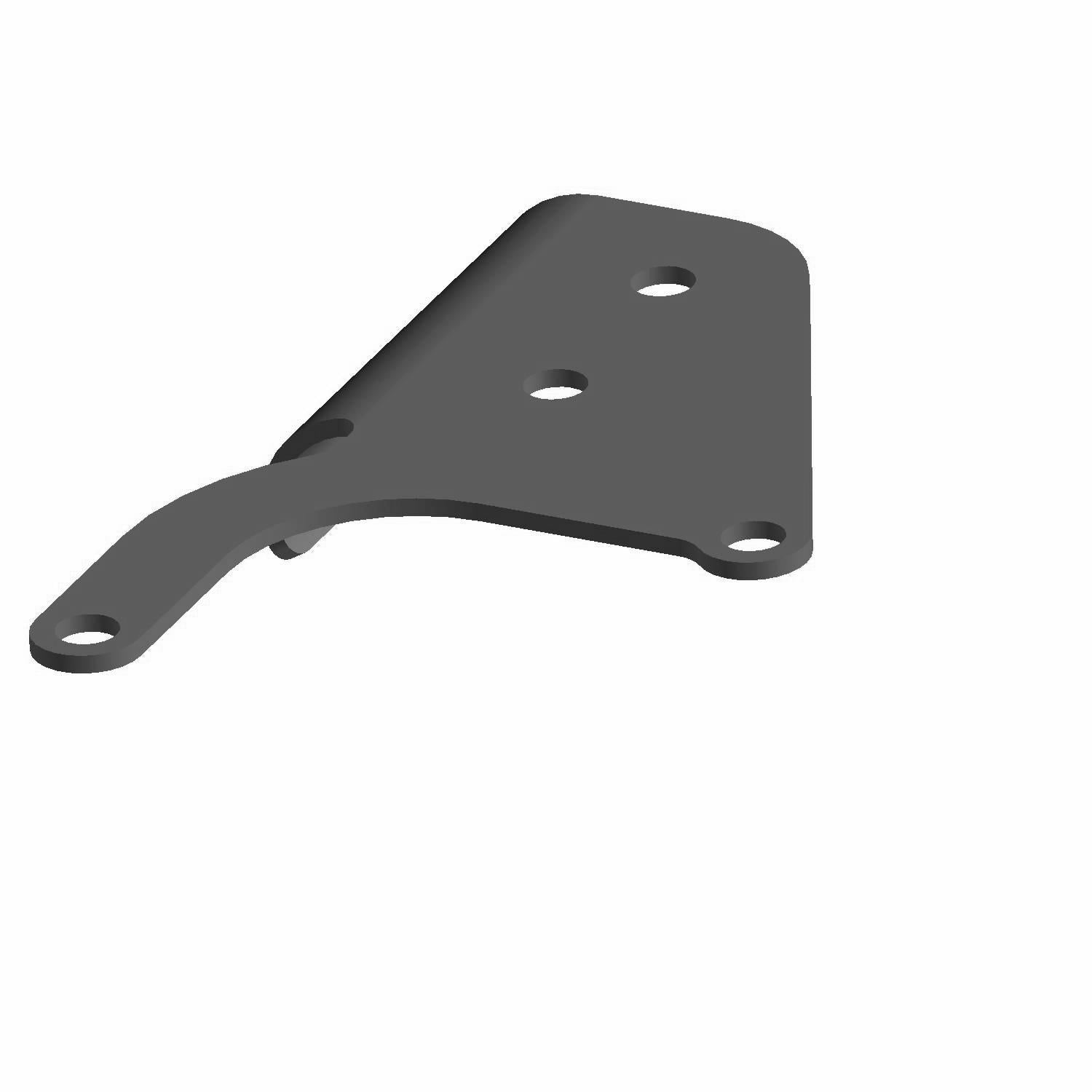 Black metal bracket with three mounting holes and curved edges for cable support.