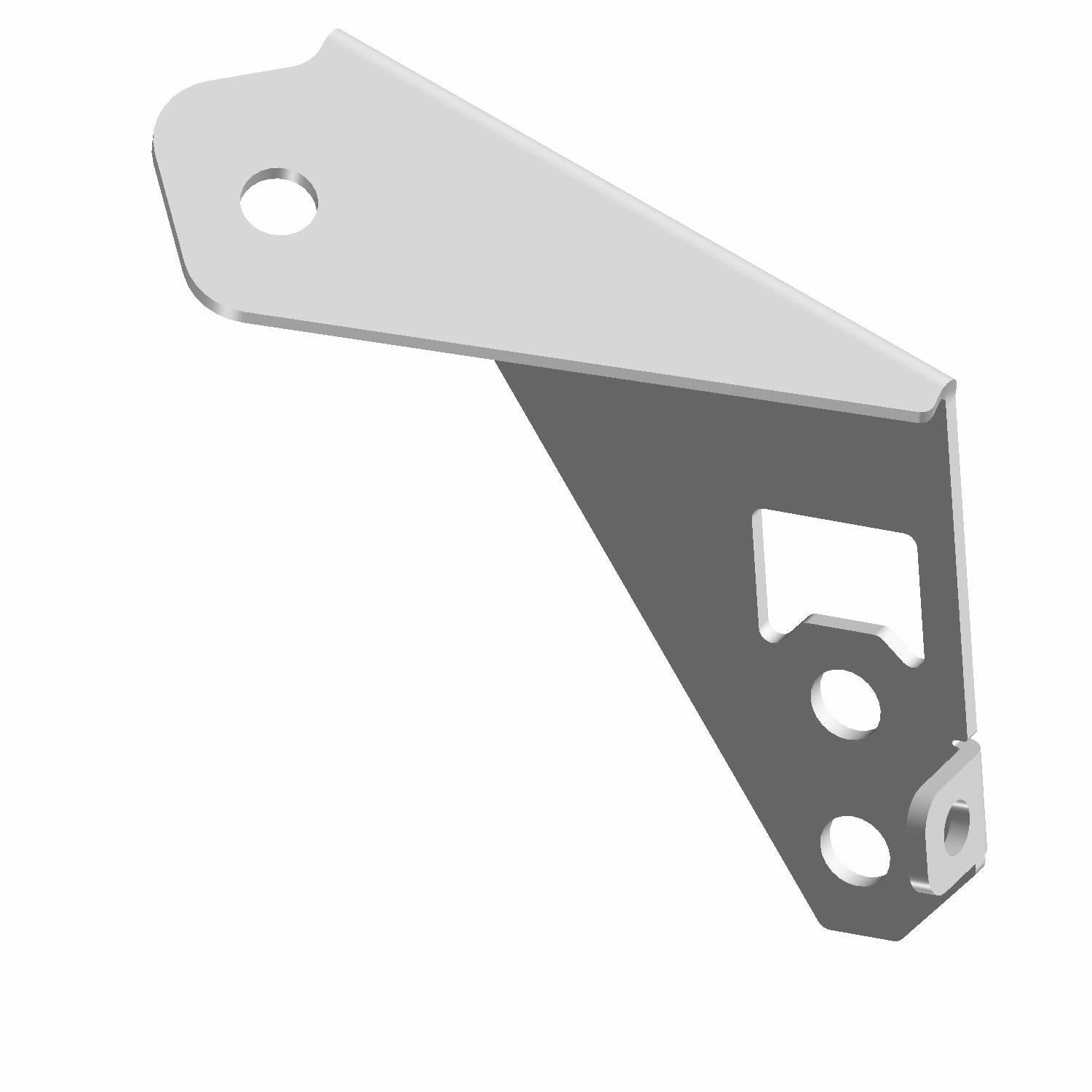 Right-side black and silver metal bracket with multiple mounting holes for mirror attachment.