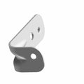 Silver metal coolant tube bracket with three mounting holes and angled design.