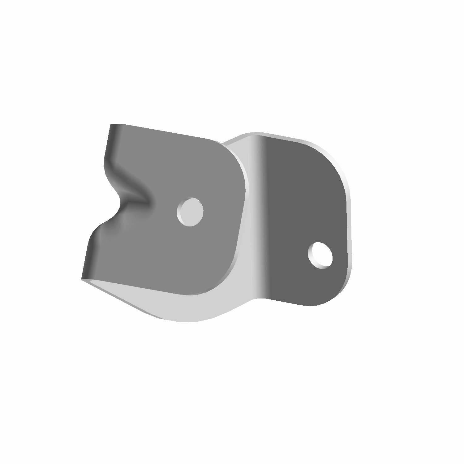 Black metal coolant tube bracket with two mounting holes and bent shape for secure fitment.