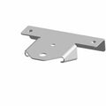 Gray metal retractor mount bracket with flat top and angled base, featuring three mounting holes.