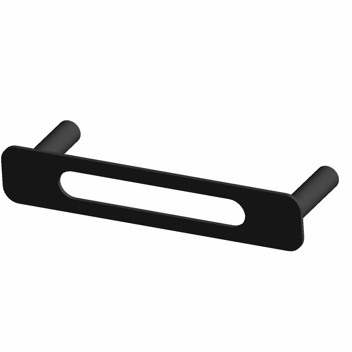 The Voltage Regulator Mounting Stud by Polaris is a black, rectangular metal bracket with a long oval center cutout and two rear cylindrical pegs, designed for stud-mounting voltage regulators on Indian motorcycle Polaris parts.