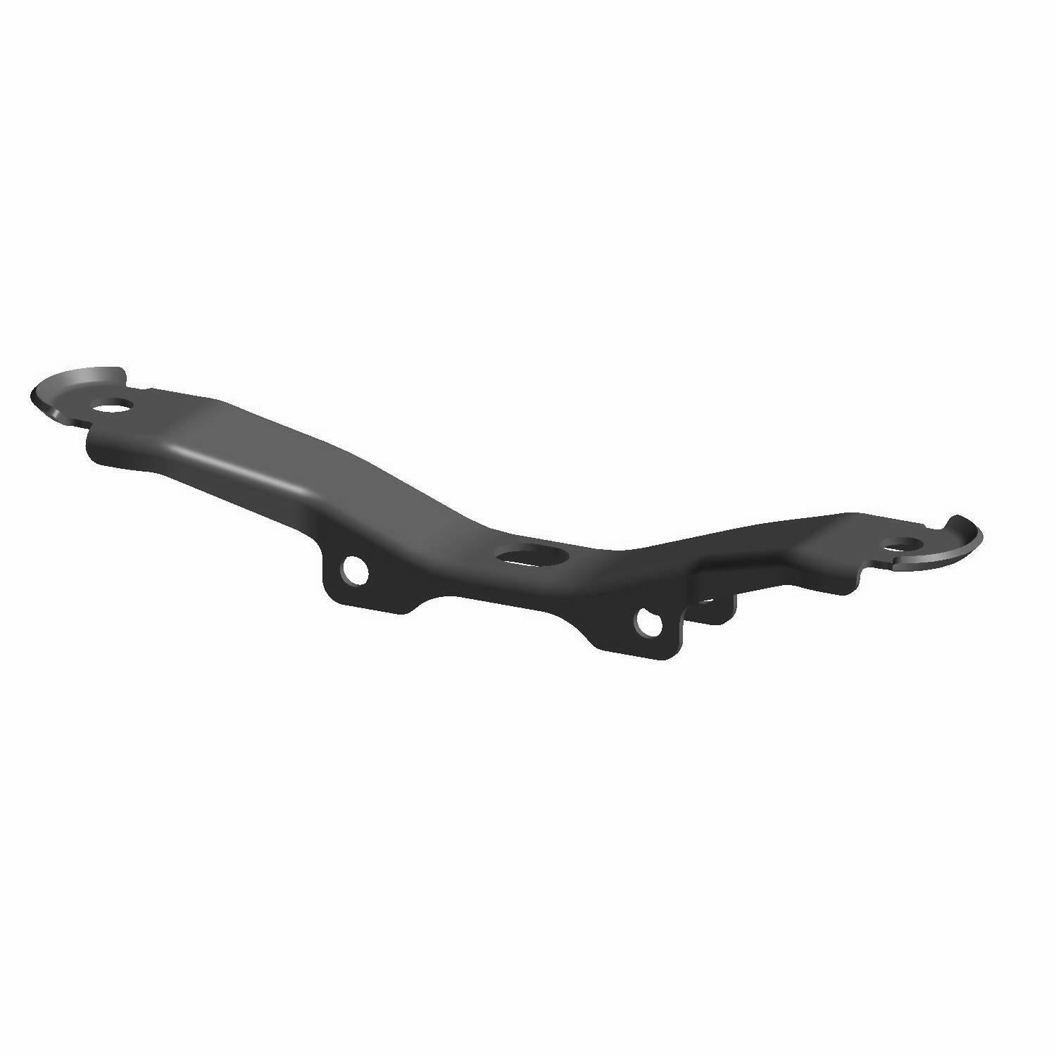 Black metal upper a-arm mount bracket with three mounting holes and curved design.
