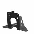 Black metal bracket with triangular side supports and circular cutout for gauge mounting.