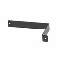 Black metal L-shaped strap bracket with mounting holes on each end.
