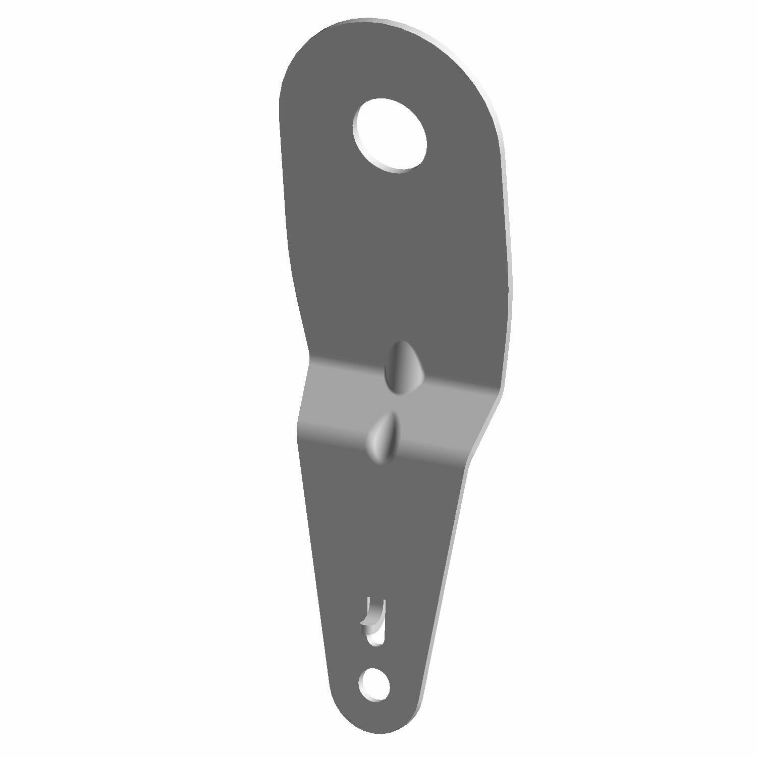 Black metal V2V mount bracket with two central mounting holes and one top circular hole.