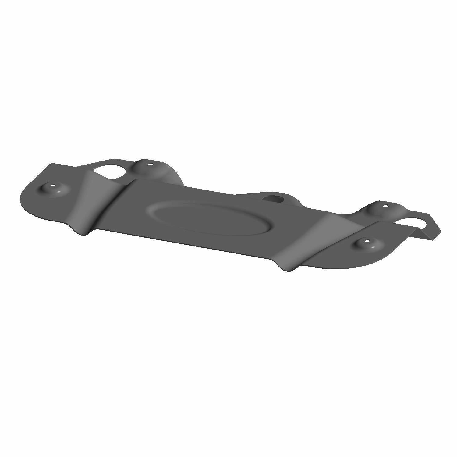 Matte black stainless steel rear shield with contoured edges and mounting holes for Polaris RZR RS1 models.