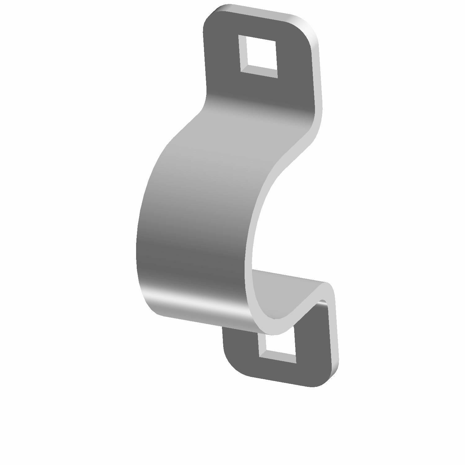 Silver metal double sway bar mount bracket with squared mounting holes, curved design.