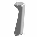 Gray metal rear lower mount bracket with curved profile and mounting holes.